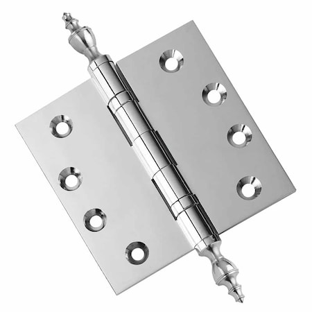 Embassy 4-1/2 x 4-1/2 Solid Brass Hinge, Polished Chrome Finish with Urn Tips 4545BBUS26U-1